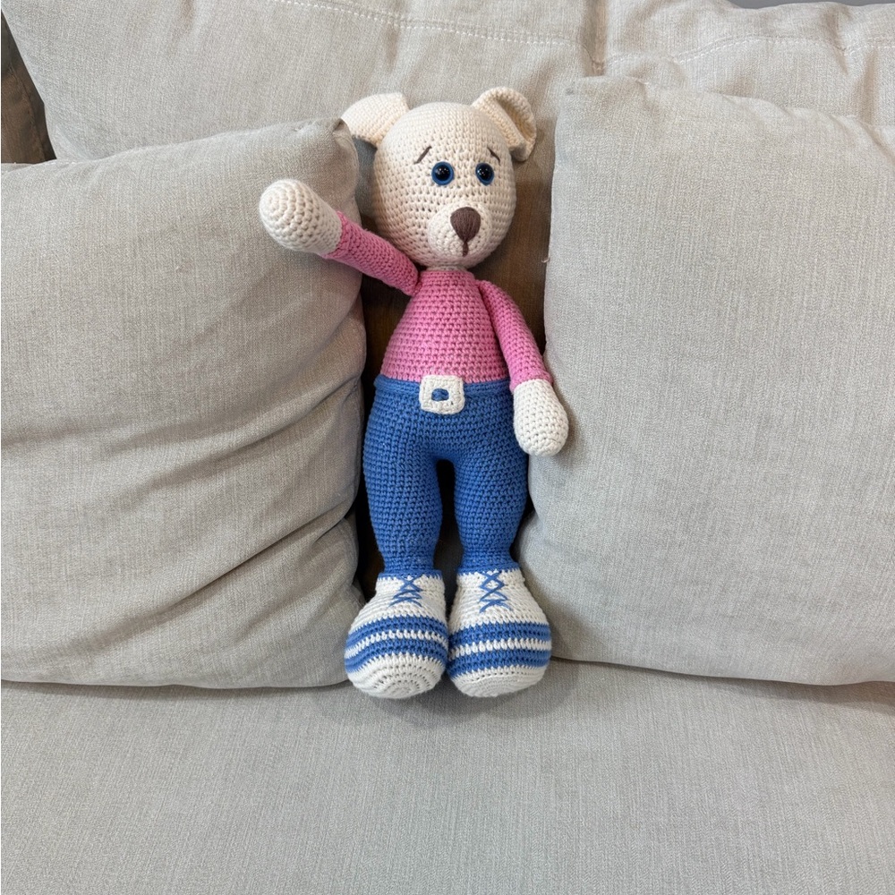 Handmade Organic Amigurumi Crochet Dog – 17”